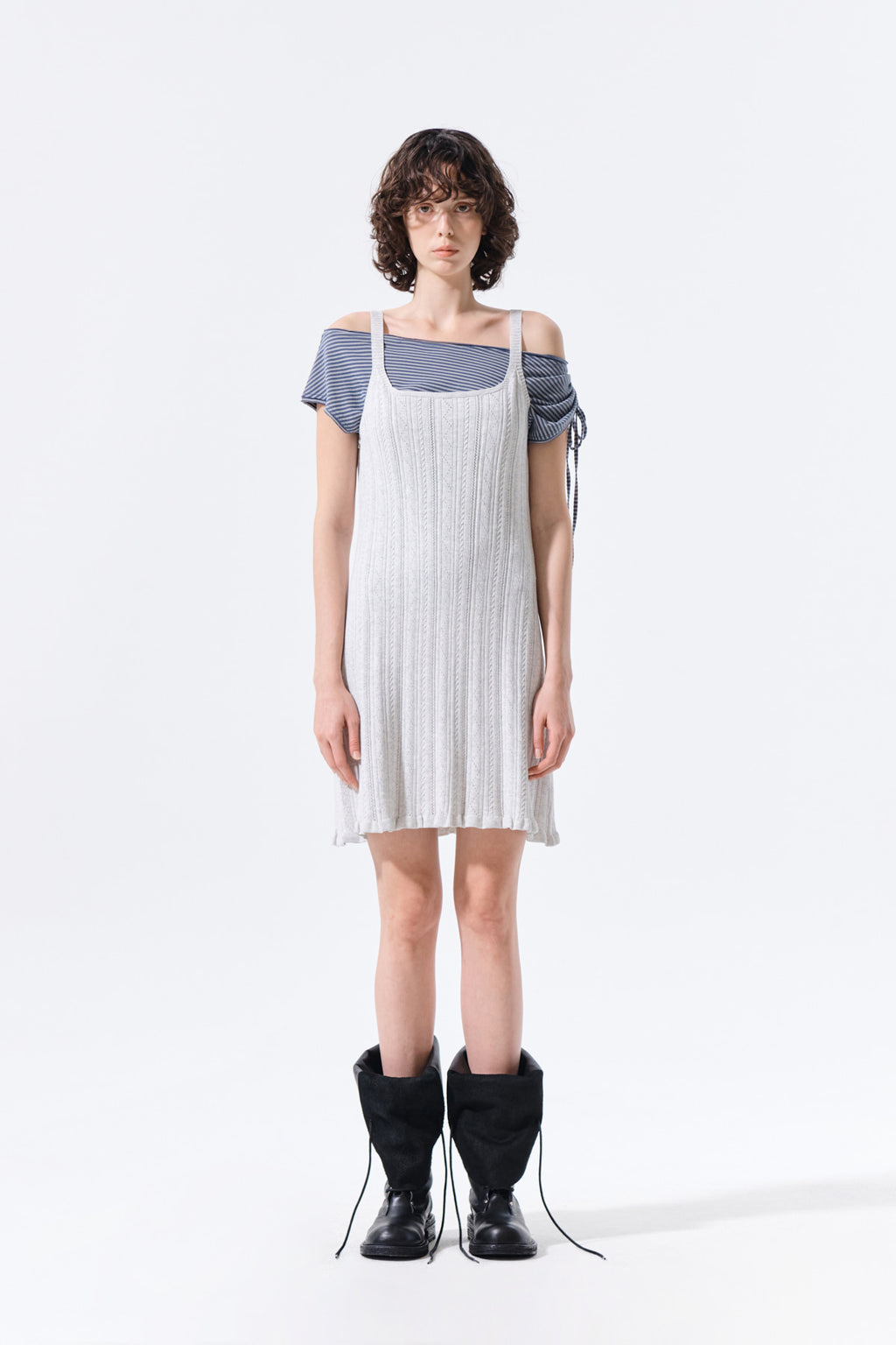 Matin Kim - Open Back Ribbed Knit Dress (Light Grey) product image 6 | TRAB K-Fashion Australia
