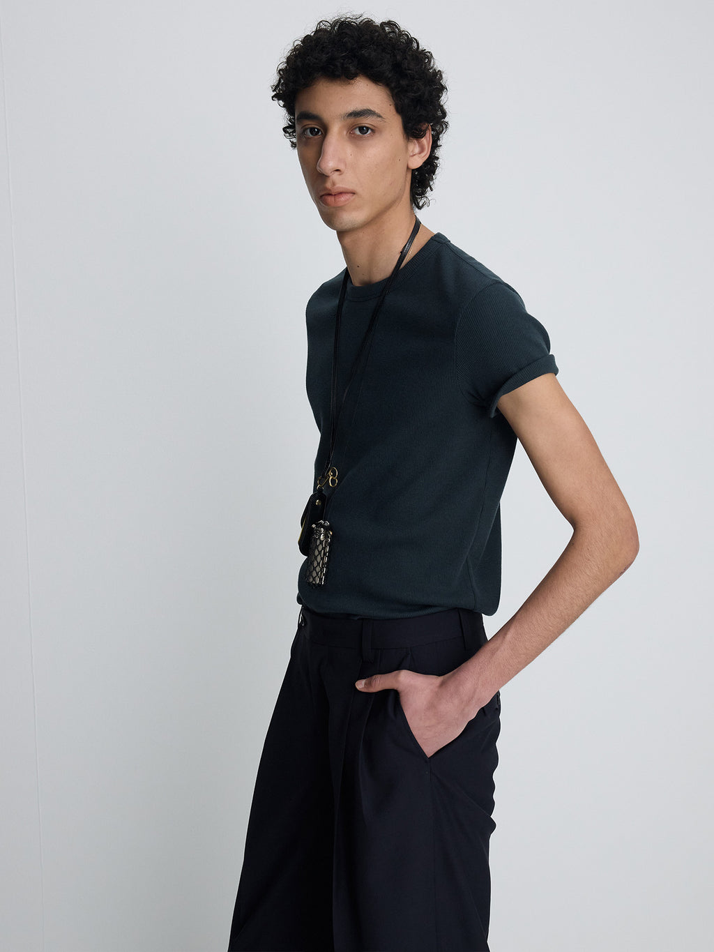 Tonywack - Soft Ribbed Fitted T-Shirt (Navy Teal) product image 4 | TRAB K-Fashion Australia
