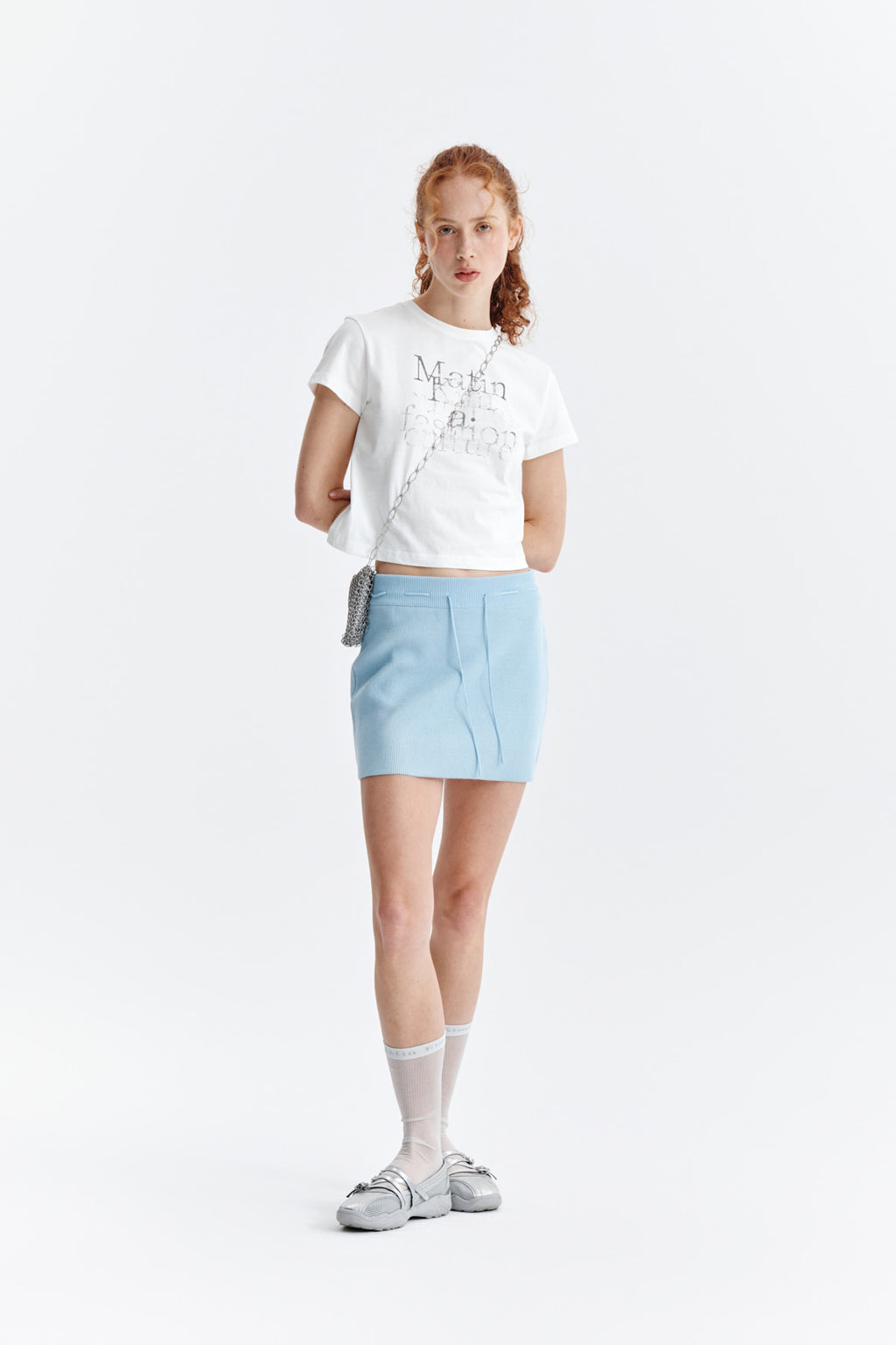 Matin Kim - Dusty Typo Graphic Crop Top (White) product image 8 | TRAB K-Fashion Australia