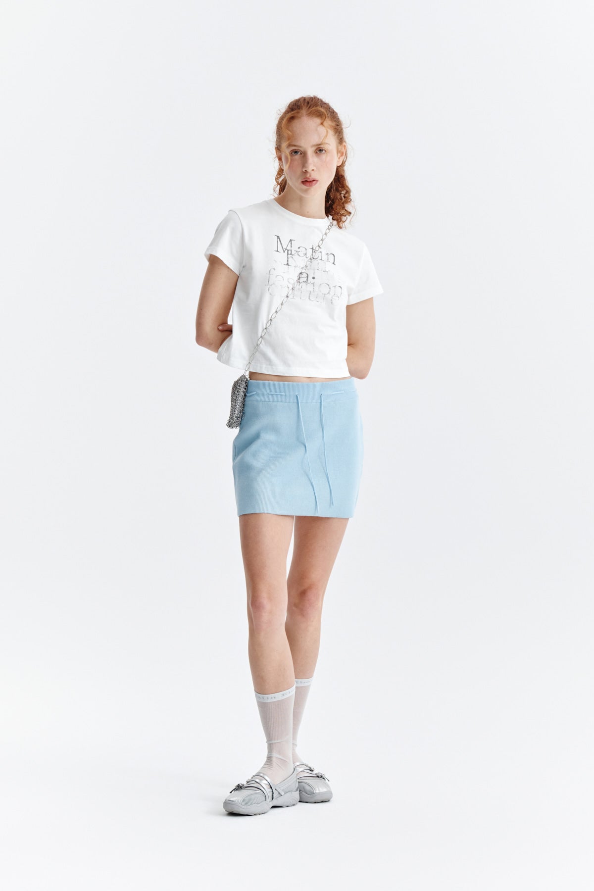Matin Kim - Dusty Typo Graphic Crop Top (White) product image 8 | TRAB K-Fashion Australia