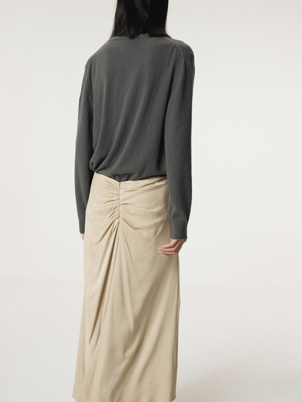 Recto - Asymmetric Shirring Skirt (Light Beige) product image 8 | TRAB K-Fashion Australia