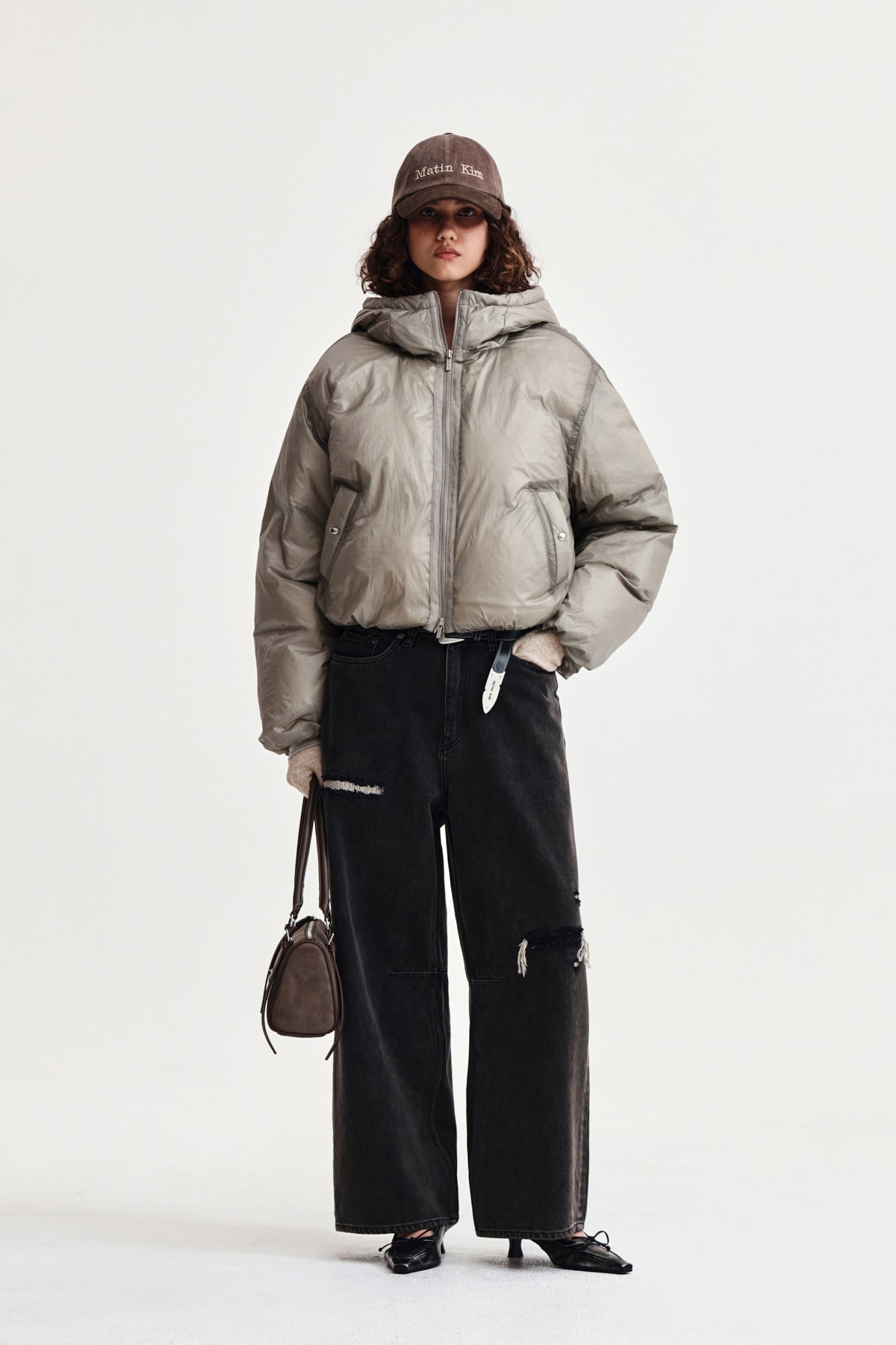 Matin Kim - Back Logo Hoody Short Down Jumper (Beige) product image 9 | TRAB K-Fashion Australia