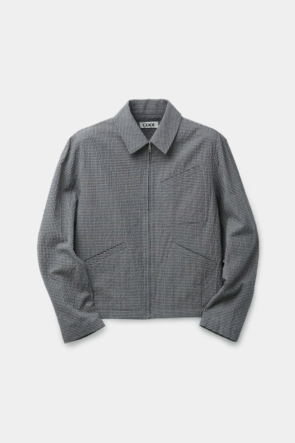 Coor - Micro Check Shirt Zip-Up (Blue Check) product image 1 | TRAB K-Fashion Australia