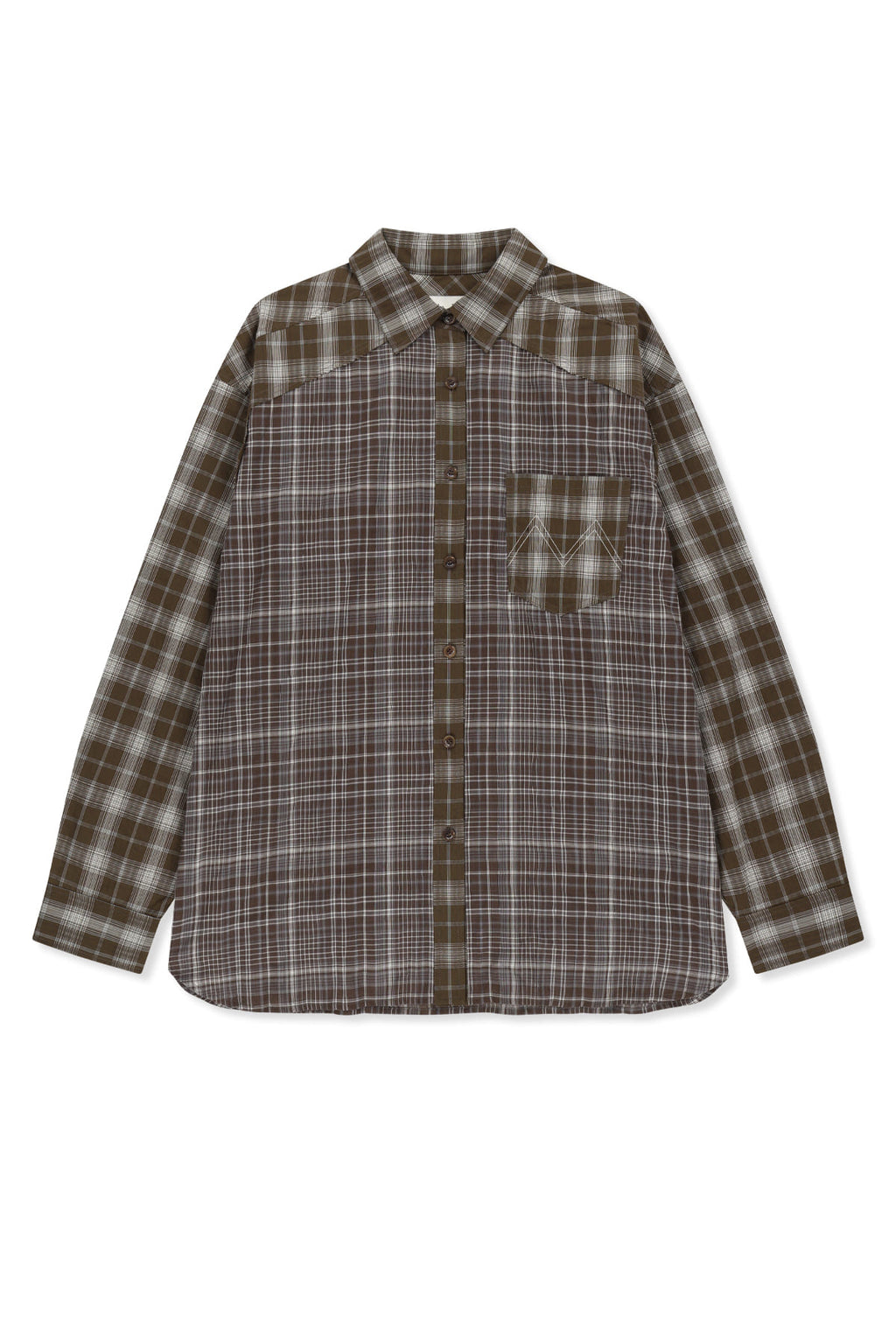 Matin Kim - Mixed Check Over Fit Shirt (Brown) product image 1 | TRAB K-Fashion Australia