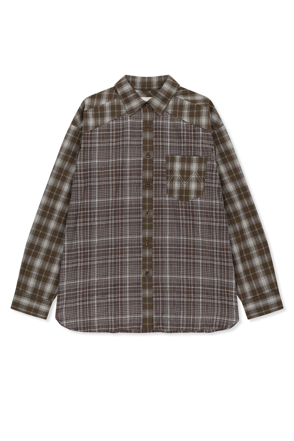 Matin Kim - Mixed Check Over Fit Shirt (Brown) product image 1 | TRAB K-Fashion Australia