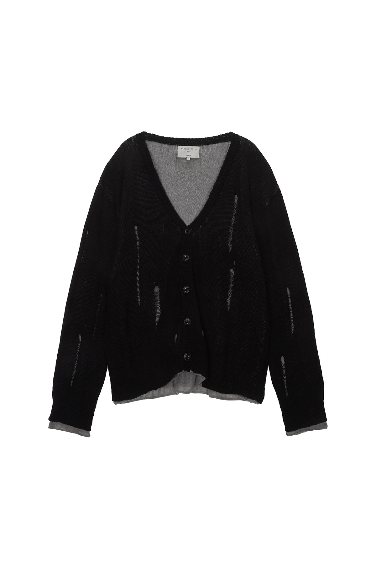 Matin Kim - Layered Damage Cardigan (Black) product image 1 | TRAB K-Fashion Australia
