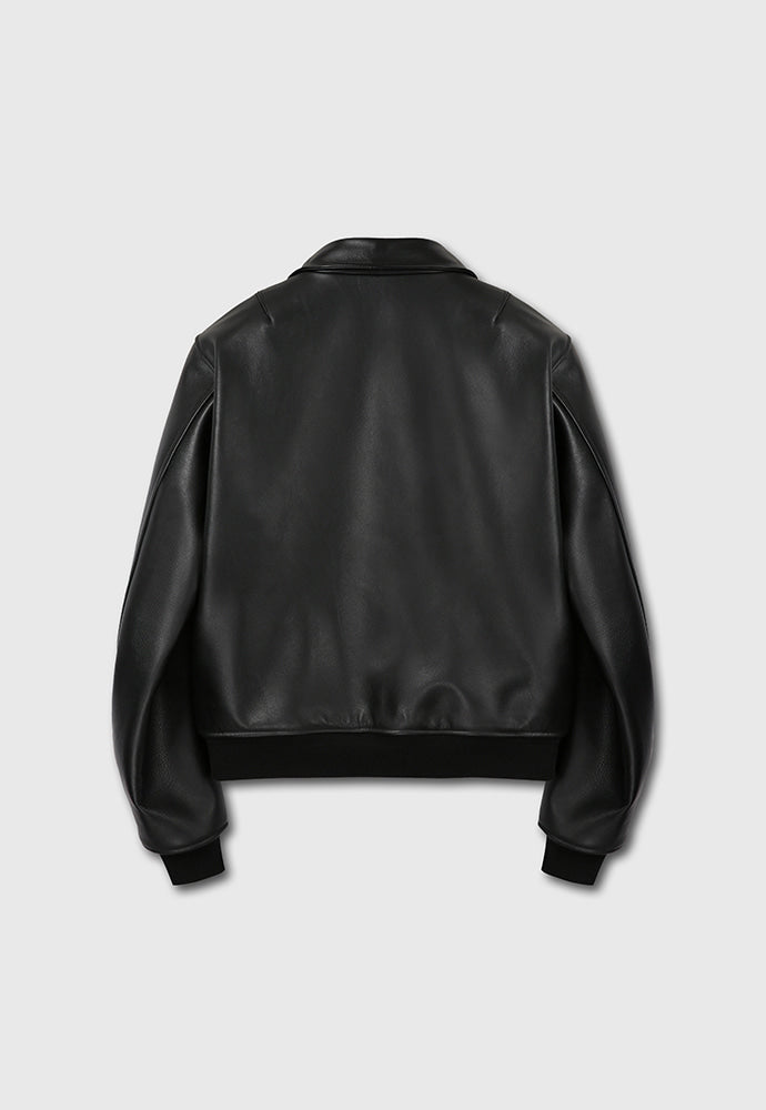 Tonywack - Shearling Collar Leather Bomber Jacket (Black) product image 14 | TRAB K-Fashion Australia