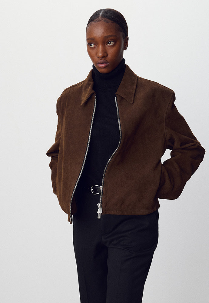 Tonywack - Suede Zippered Blouson Jacket (Olive Brown) product image 5 | TRAB K-Fashion Australia