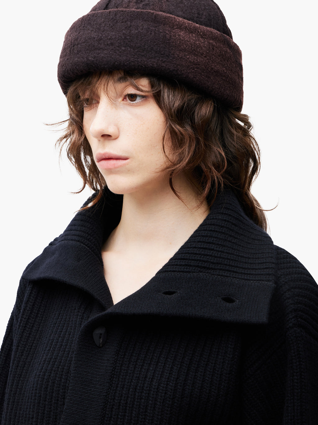 Jiyong Kim - Sun-Bleached Wide Collar Knit Cardigan (Black) product image 6 | TRAB K-Fashion Australia