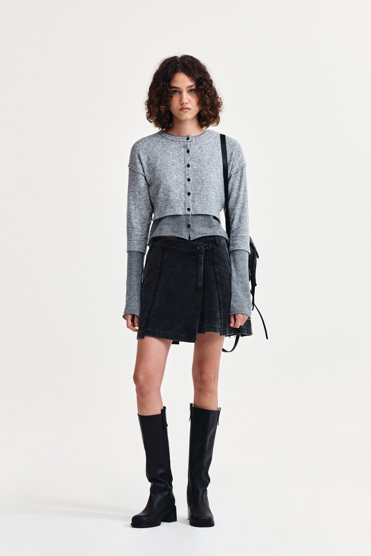 Matin Kim - Washed Corduroy Wrap Skirt (Black) product image 9 | TRAB K-Fashion Australia