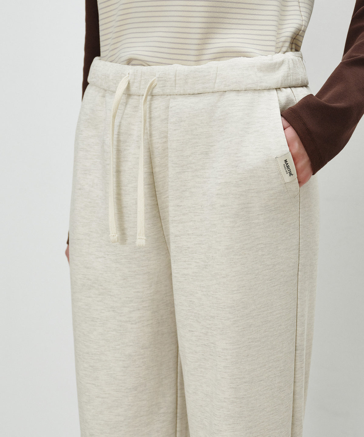 Marithe & Francois Girbaud - Basic Fold-over Sweat Pants (Oatmeal) product image 3 | TRAB K-Fashion Australia