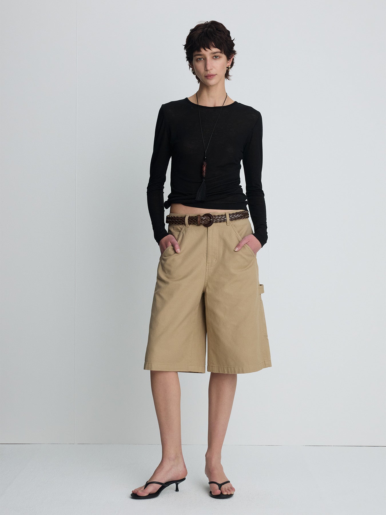 Tonywack - Cotton Relaxed Utility Shorts (Beige) product image 1 | TRAB K-Fashion Australia