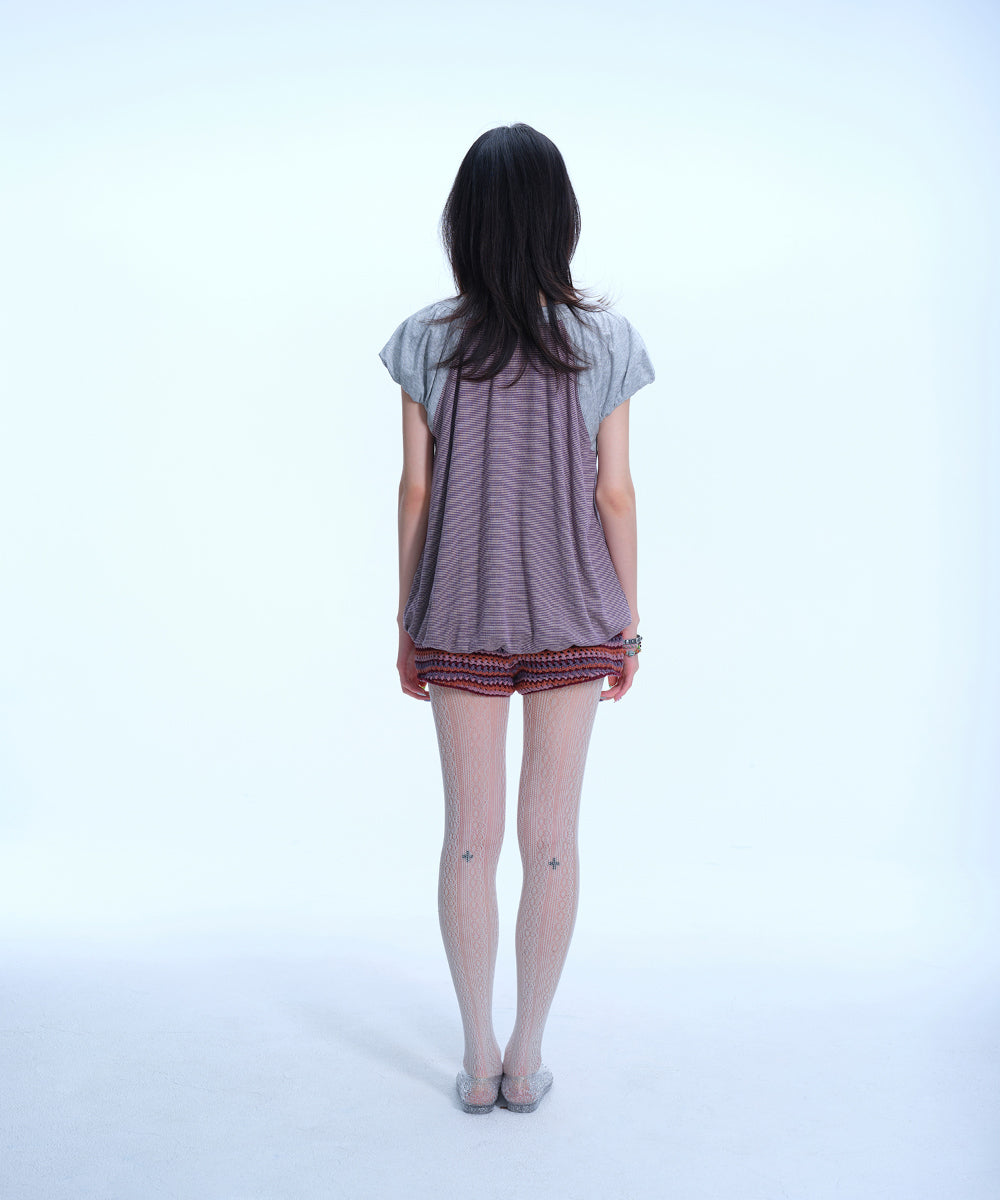 Coyseio - Striped Crochet Knit Shorts (Wine) product image 10 | TRAB K-Fashion Australia