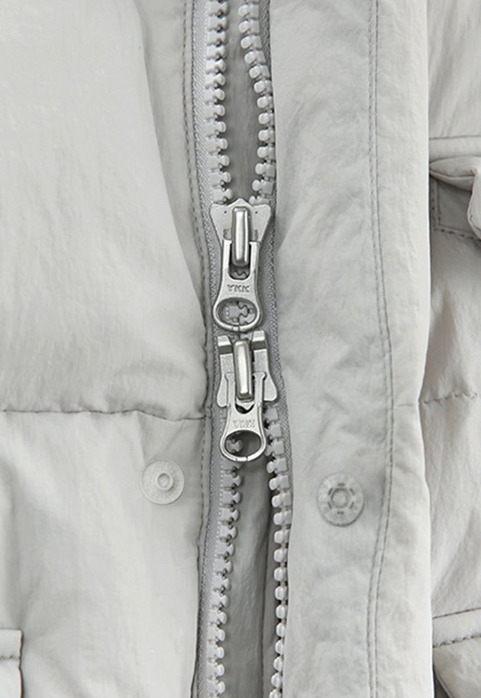 Tonywack - Technical Shell Short Puffer Down Jacket Detachable Hood (Pale Gery) product image 18 | TRAB K-Fashion Australia
