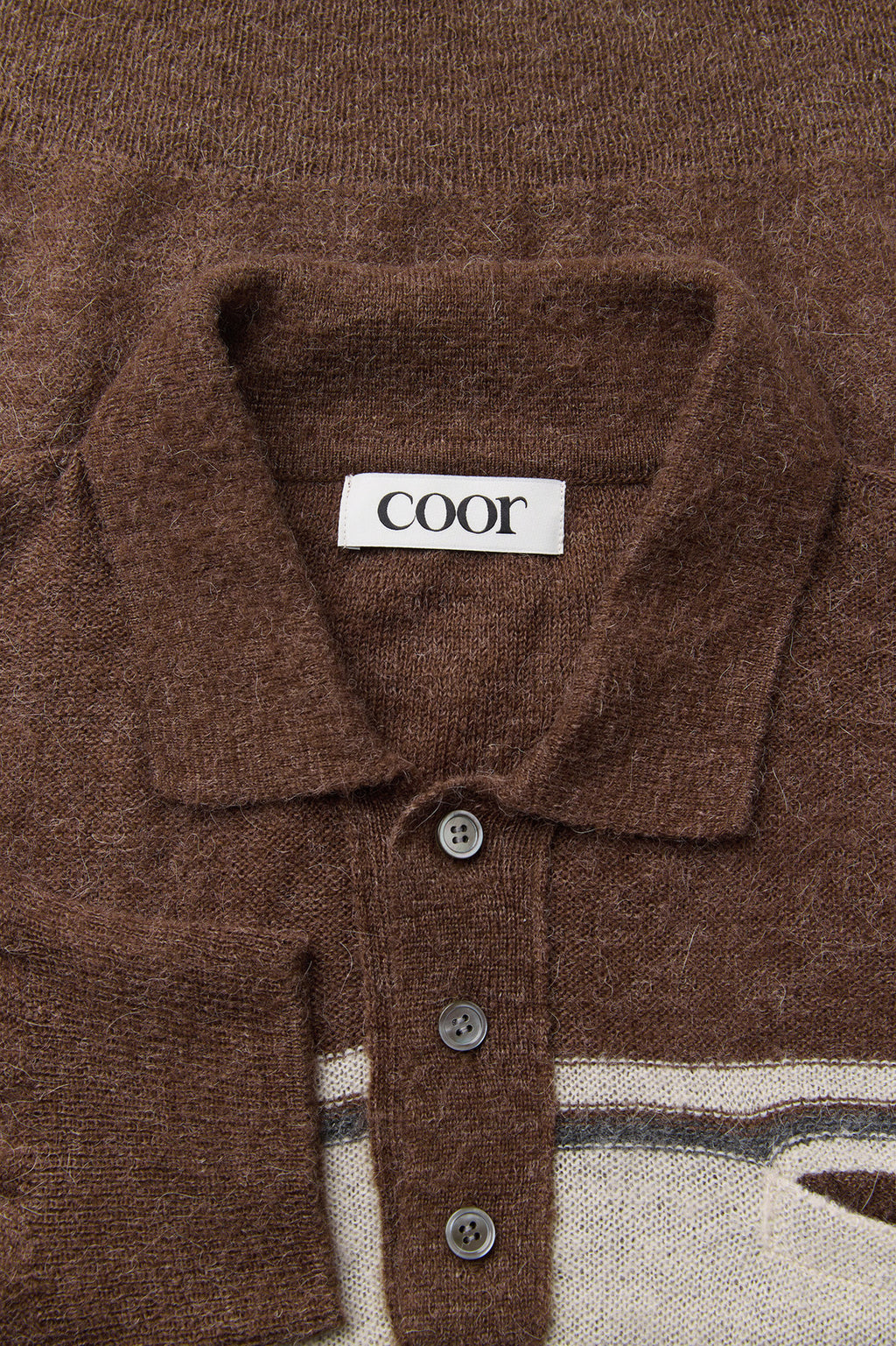 Coor - Alpaca Blend Striped Polo Sweater (Melange Brown) product image 5 | TRAB K-Fashion Australia