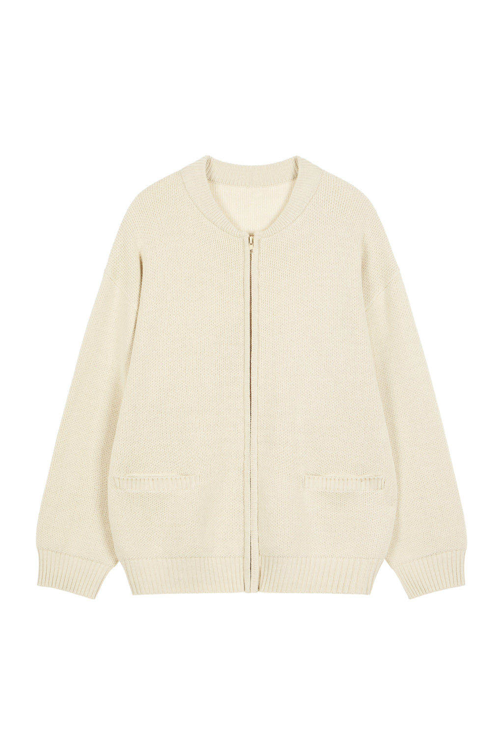 Deinet - D Jacquard Long Knit Zip-Up (Beige) product image 15 | TRAB K-Fashion Australia