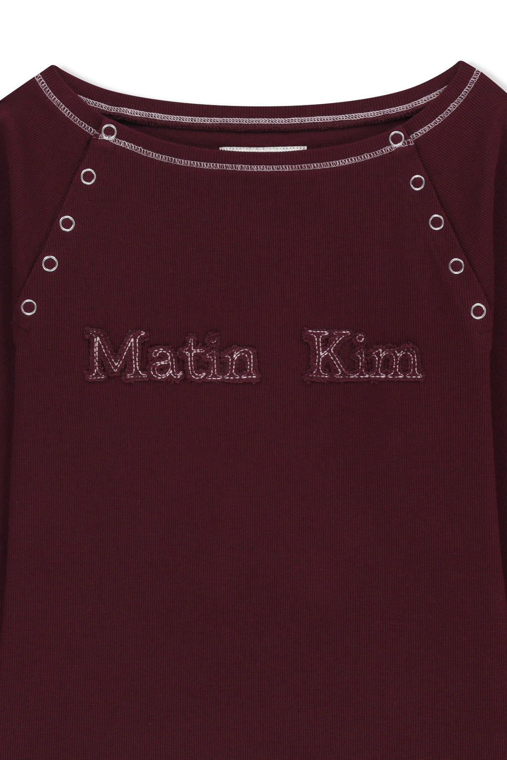 Matin Kim - Logo Applique Button Detail Raglan Top (Wine) product image 3 | TRAB K-Fashion Australia