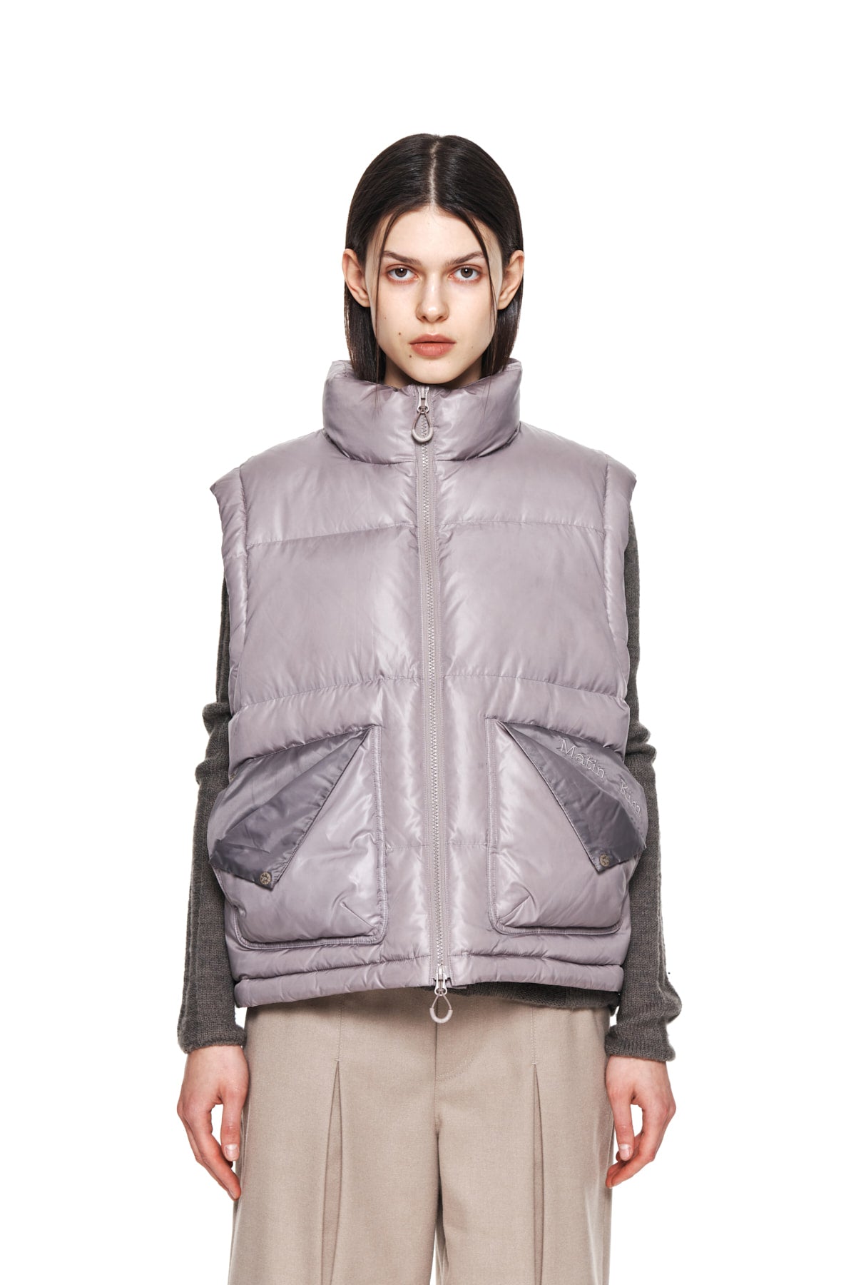 Matin Kim - Folded Pocket Down Vest (Beige) product image 5 | TRAB K-Fashion Australia