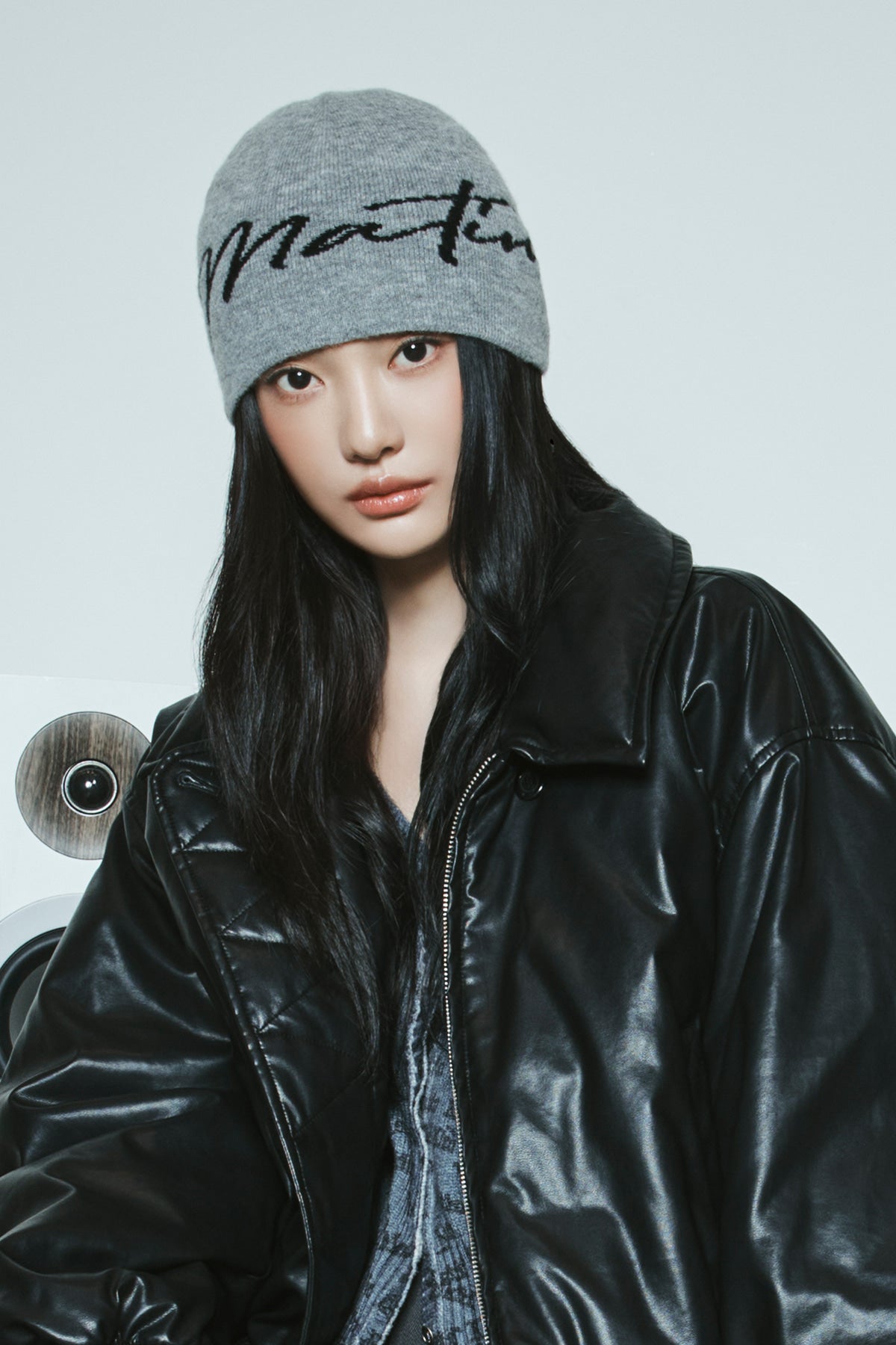 Matin Kim - Matin Logo Script Beanie (Grey) product image 1 | TRAB K-Fashion Australia