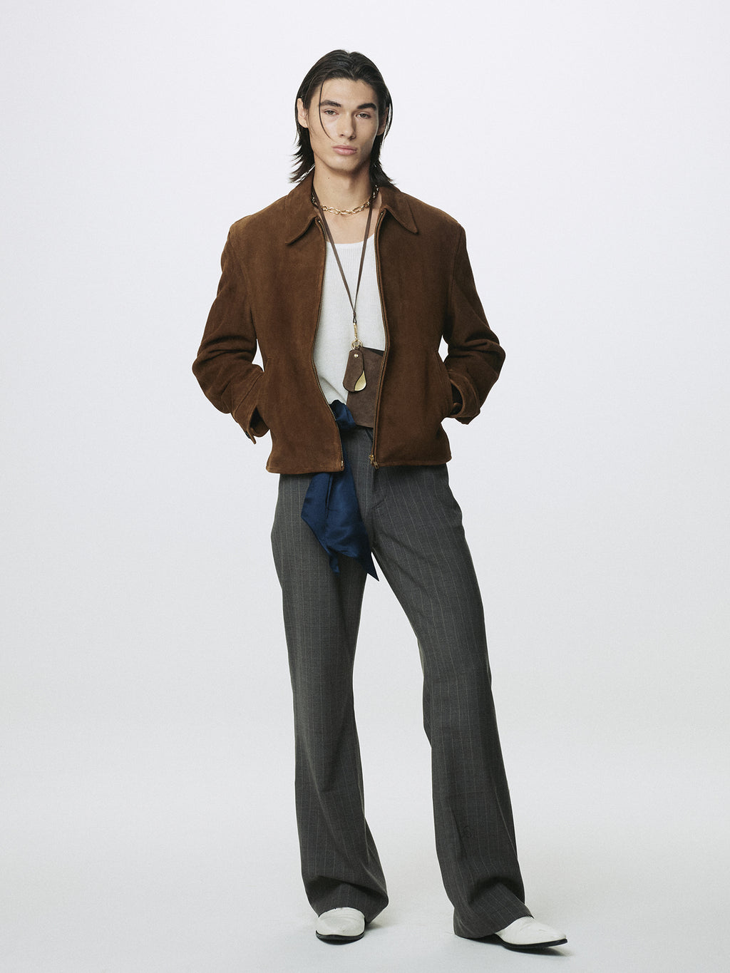 Tonywack - Striped Wool Flared-Leg Pants (Taupe) product image 3 | TRAB K-Fashion Australia