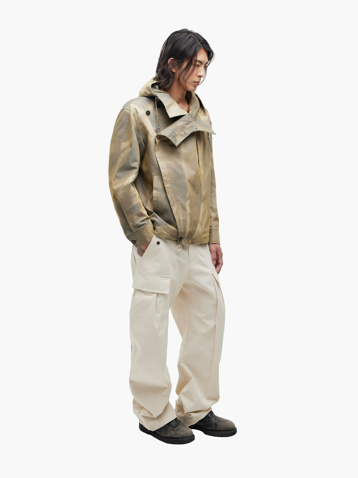 Jiyong Kim - Sun-Bleached Asymmetric Front Jacket (Beige) product image 1 | TRAB K-Fashion Australia