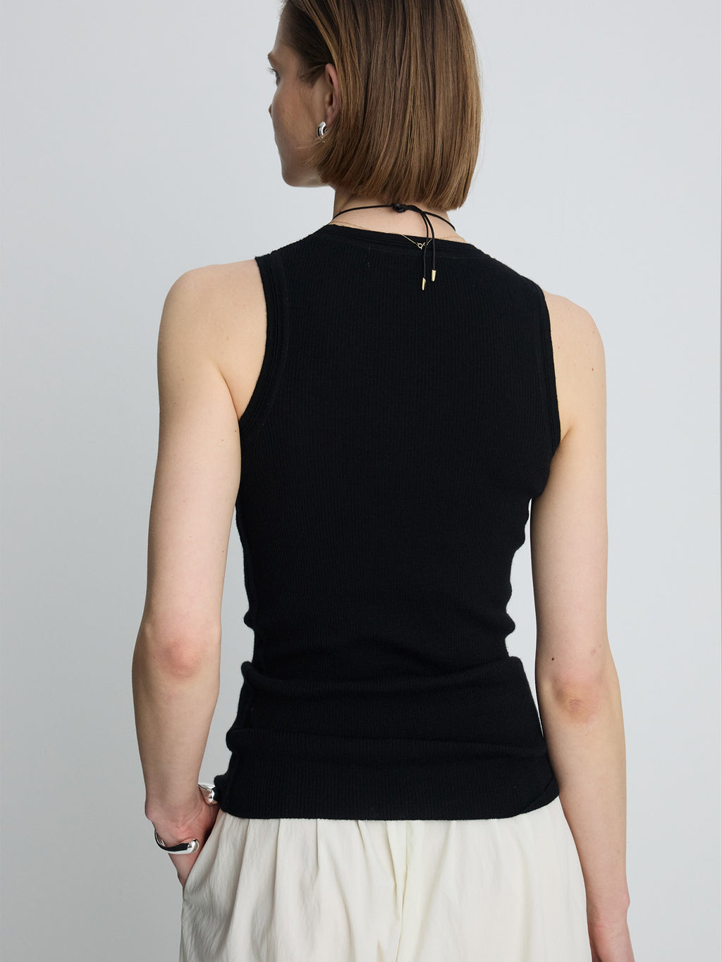 Tonywack - Wool Cashmere Ribbed Tank Top (Black) product image 5 | TRAB K-Fashion Australia