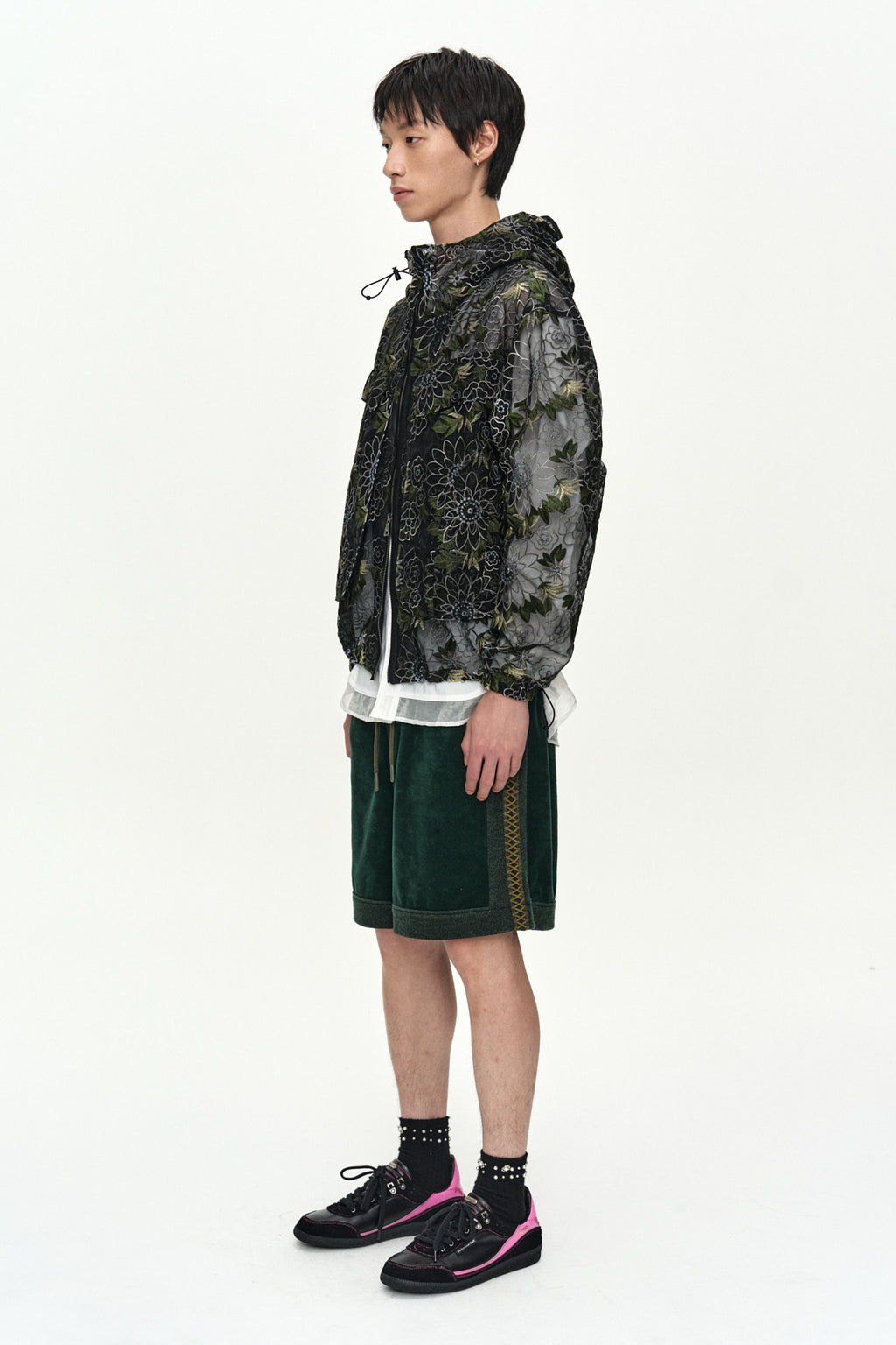 Andersson Bell - Flower Embroidery Sheer Hoodie Jacket (Black) product image 2 | TRAB K-Fashion Australia