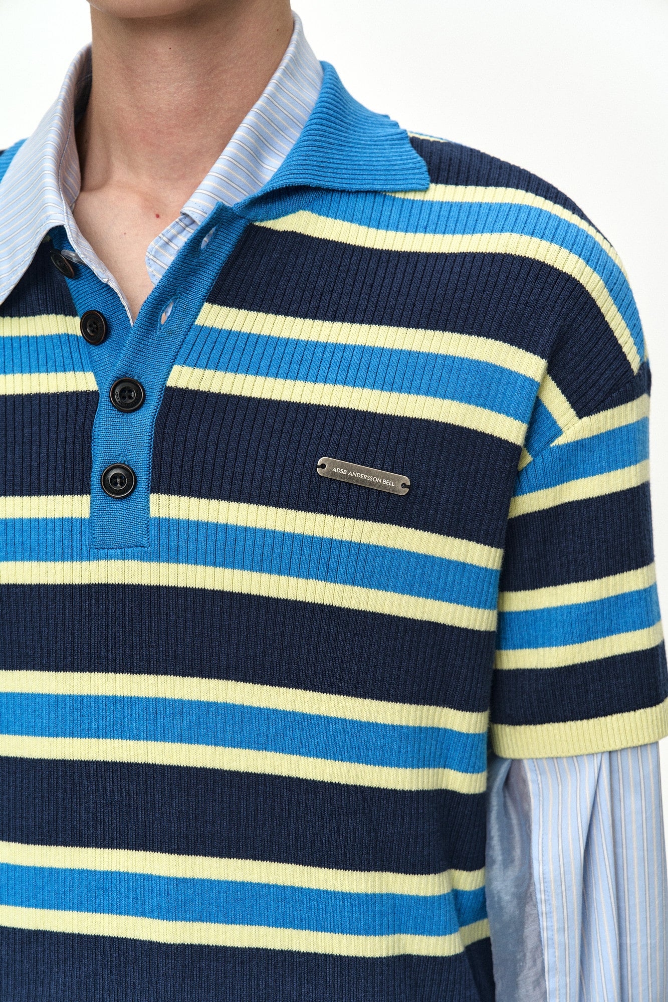 Andersson Bell - Brad Stripe Polo Sweater (Blue/Navy) product image 5 | TRAB K-Fashion Australia