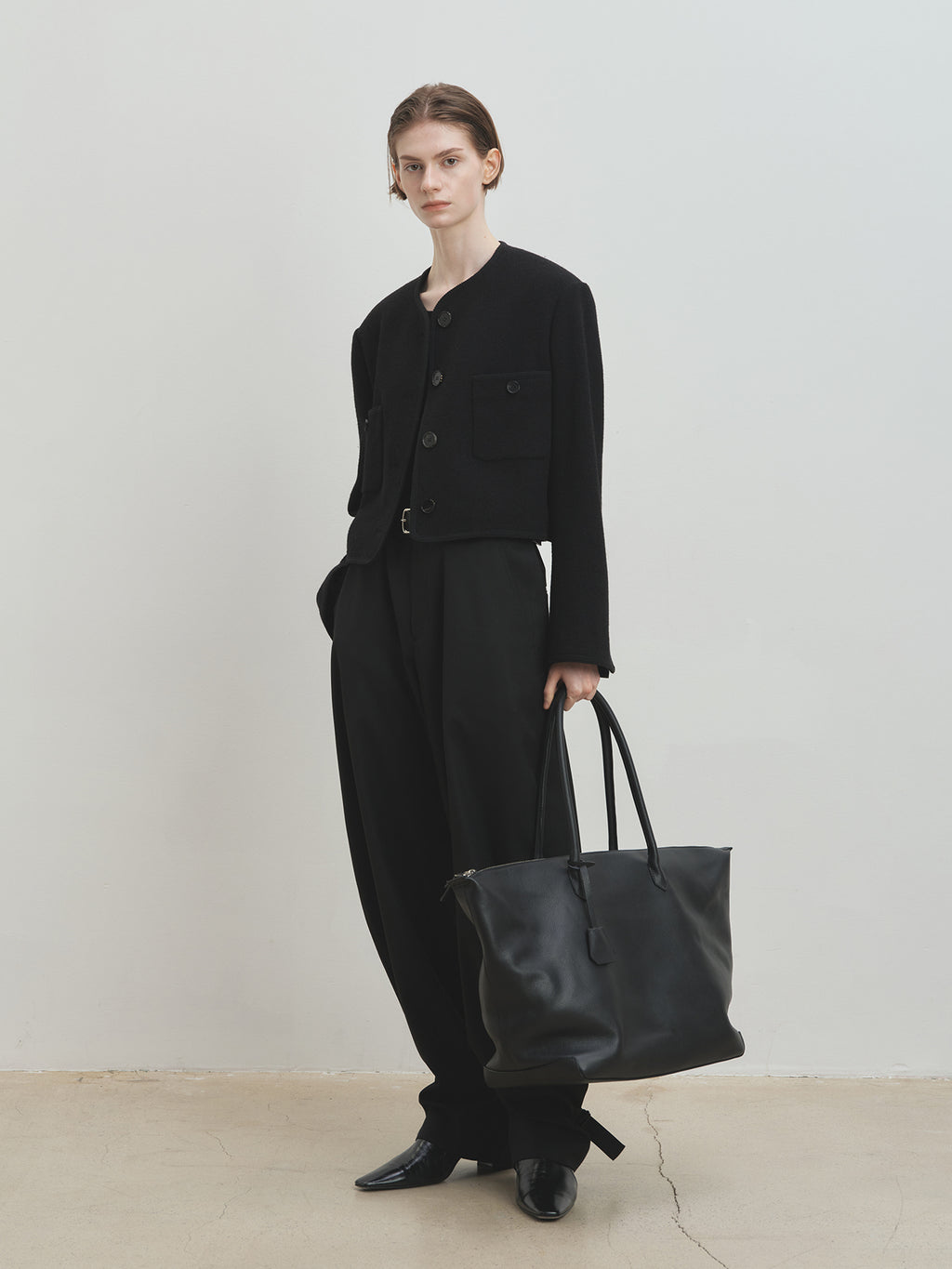 Tonywack - Wool Tweed Cropped Jacket (Black) product image 1 | TRAB K-Fashion Australia
