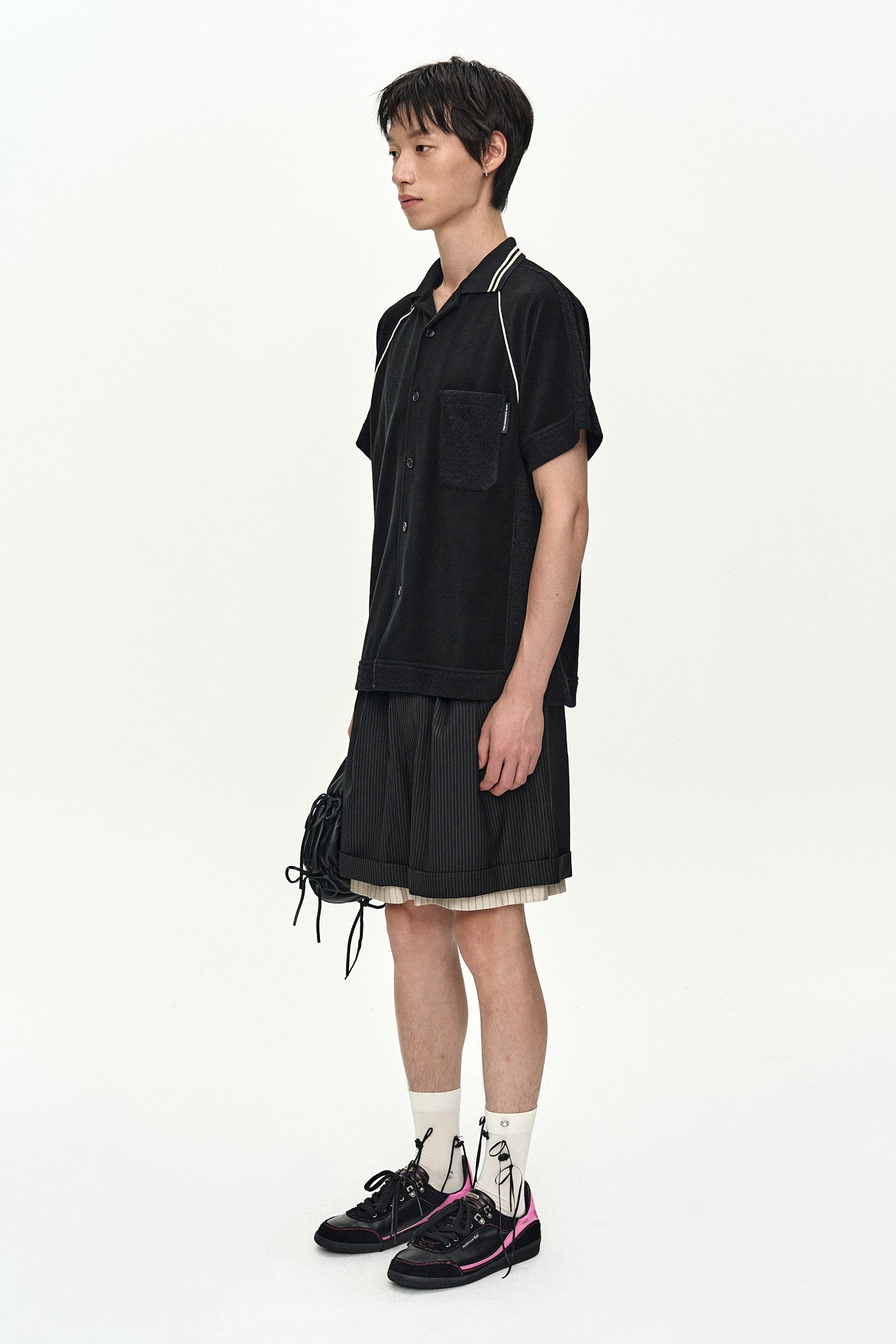 Andersson Bell - Lagos Terry Open Collar Shirt (Black) product image 2 | TRAB K-Fashion Australia