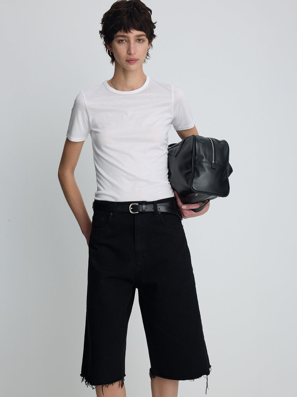 Tonywack - Raw Hem Denim Bermuda Shorts (Washed Black) product image 3 | TRAB K-Fashion Australia