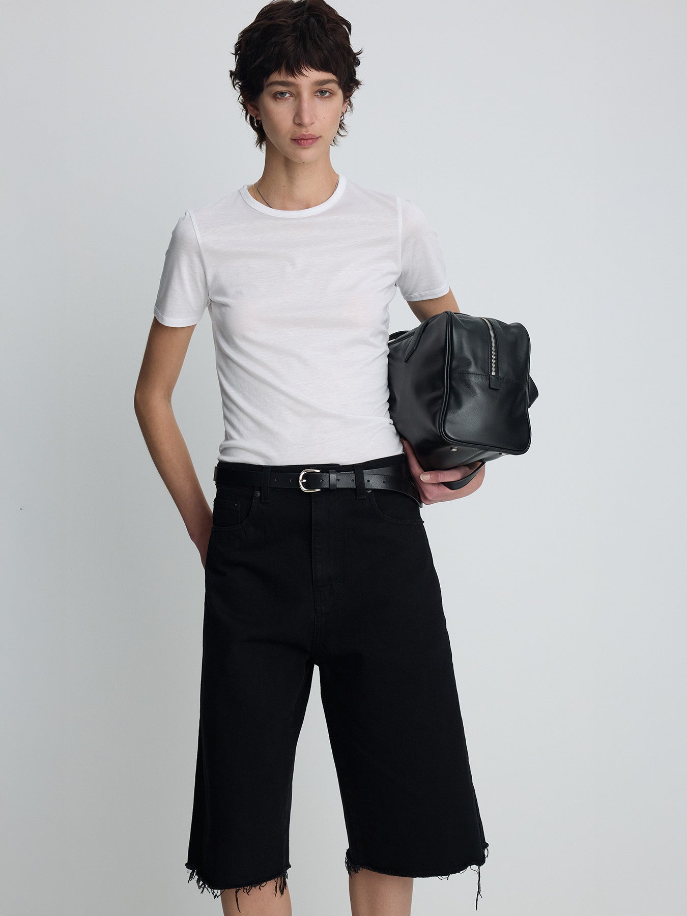 Tonywack - Raw Hem Denim Bermuda Shorts (Washed Black) product image 3 | TRAB K-Fashion Australia