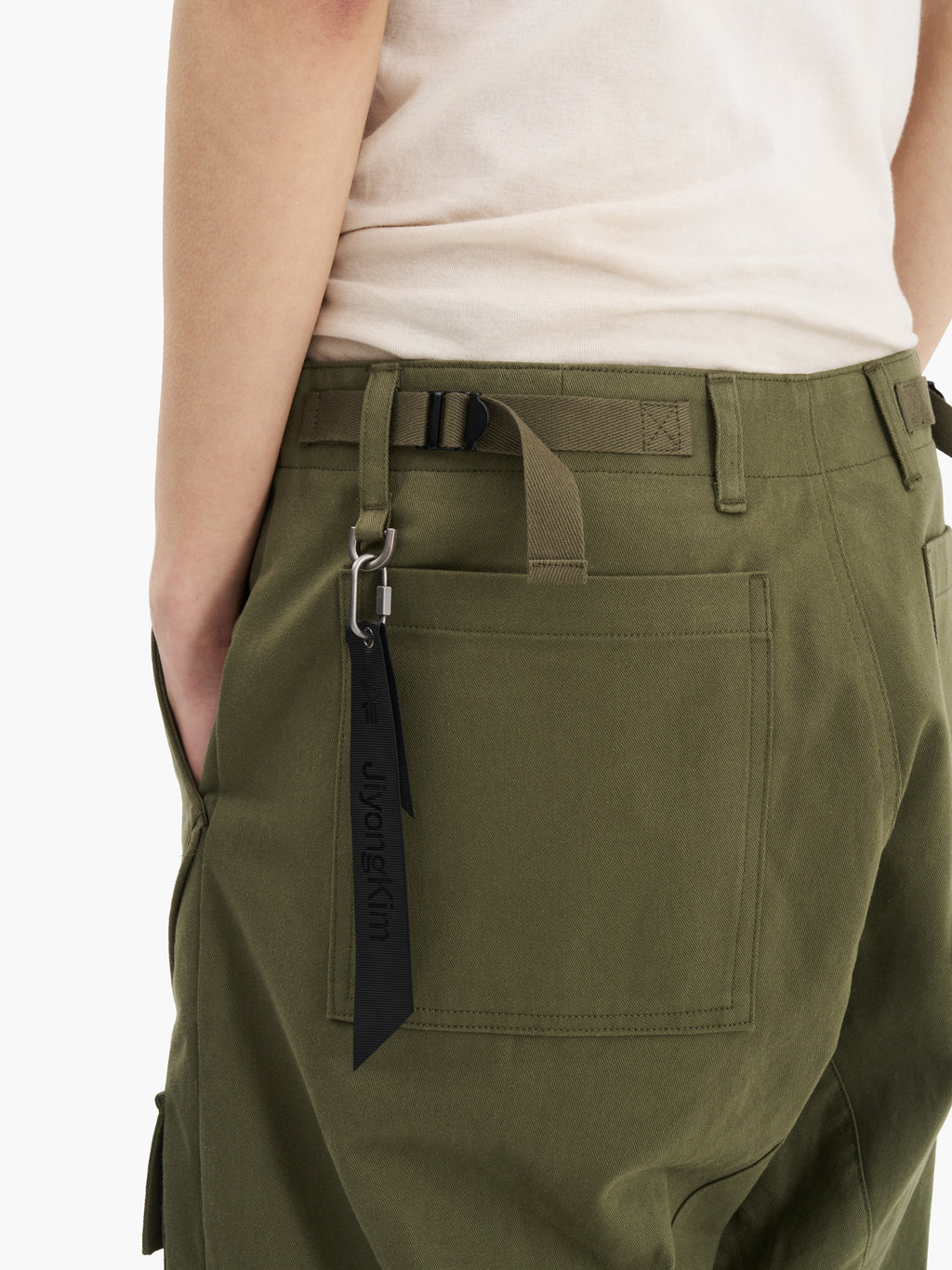 Jiyong Kim - Curved Multi-Pocket Trousers (Green) product image 5 | TRAB K-Fashion Australia