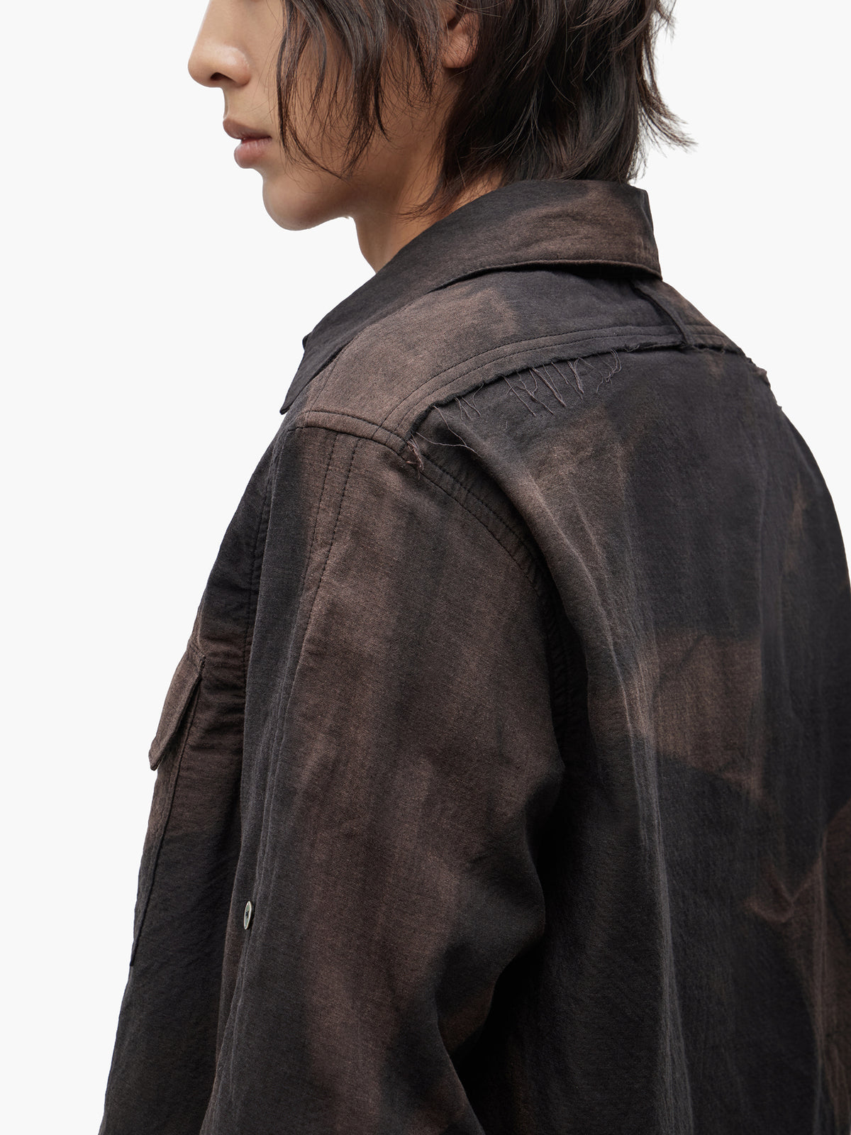 Jiyong Kim - Sun-Bleached Raw-Edge Shirt (Black) product image 9 | TRAB K-Fashion Australia
