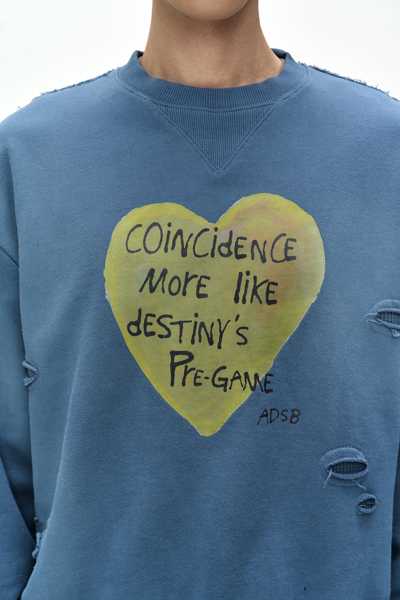 Andersson Bell - (essential) Unisex Spray Washed Heart Message Sweatshirt (sky Blue) (Sky Blue) product image 6 | TRAB K-Fashion Australia