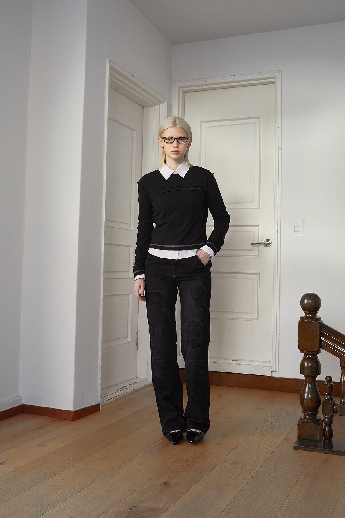 Matin Kim - Damage Patch Denim Pants (Black) product image 10 | TRAB K-Fashion Australia