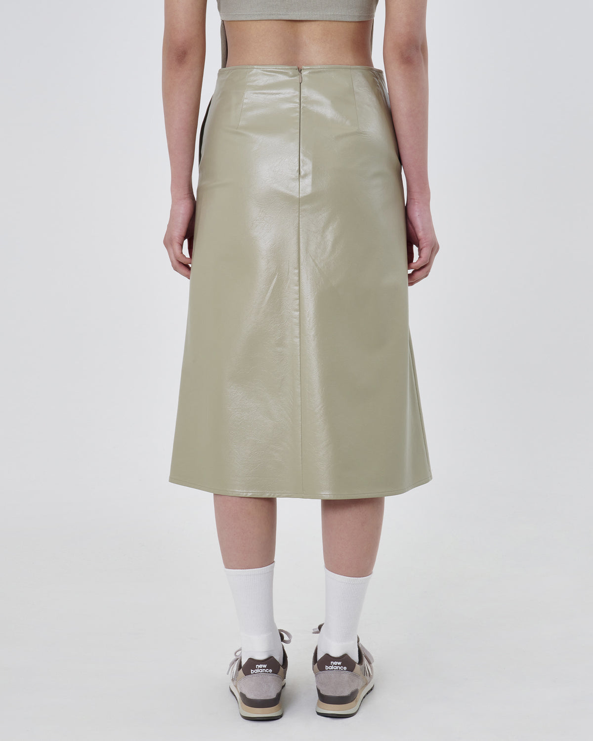 Brownyard - Crack Leather Midi Skirt (Olive) product image 6 | TRAB K-Fashion Australia