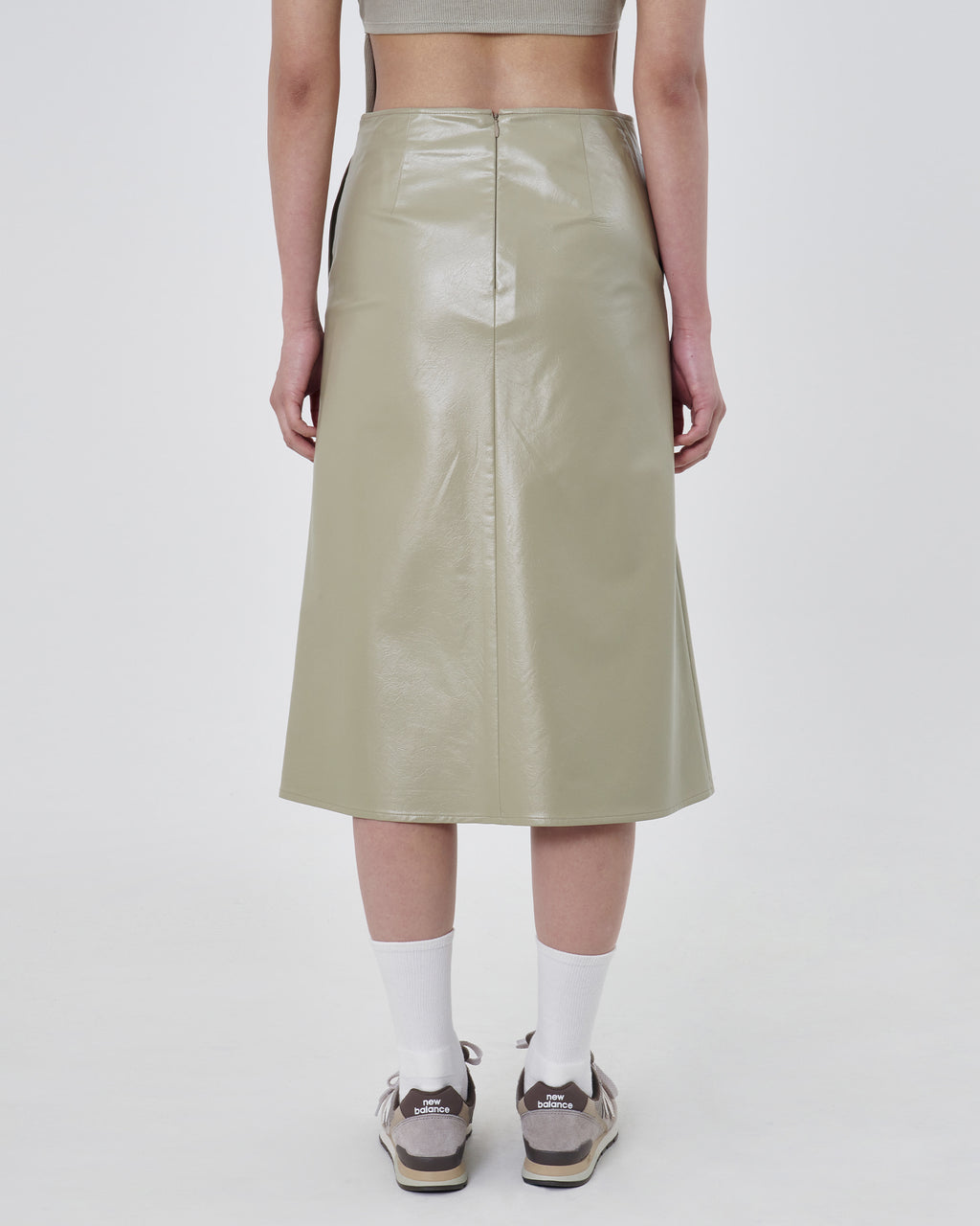 Brownyard - Crack Leather Midi Skirt (Olive) product image 6 | TRAB K-Fashion Australia