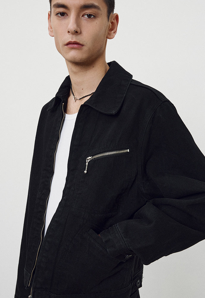 Tonywack - Rinsed Denim Zipped Work Jacket (Black) product image 6 | TRAB K-Fashion Australia