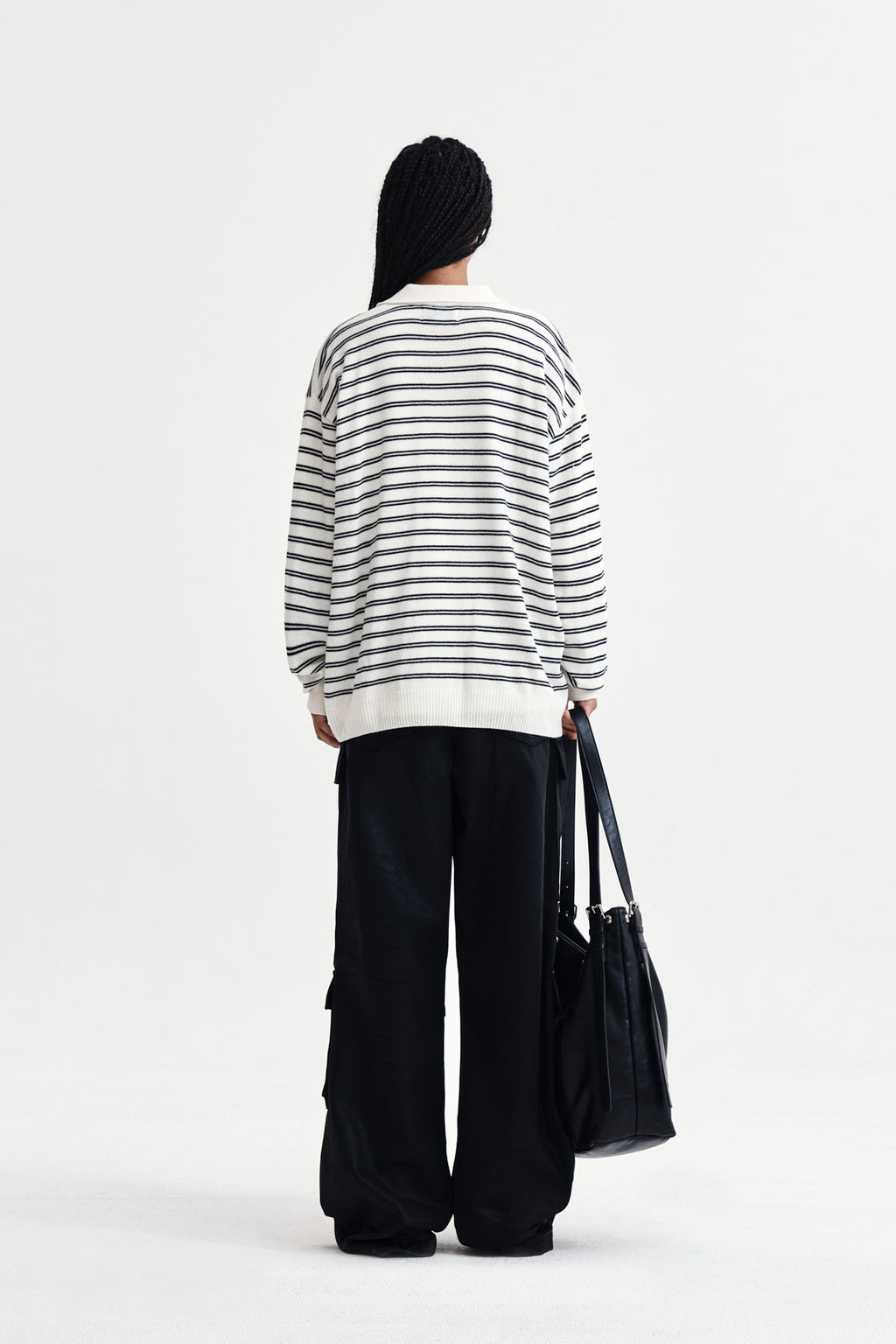 Matin Kim - Heart Logo Collar Striped Pullover (Ivory) product image 7 | TRAB K-Fashion Australia