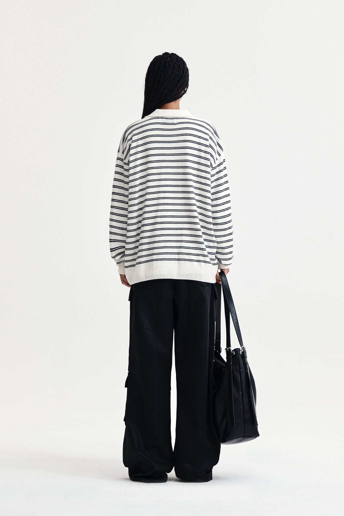 Matin Kim - Heart Logo Collar Striped Pullover (Ivory) product image 7 | TRAB K-Fashion Australia