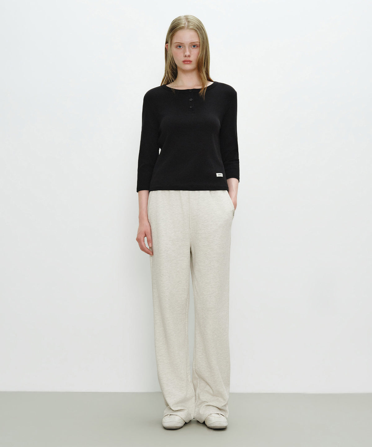 Marithe & Francois Girbaud - Basic Henley Neck 3/4 Sleeve (Black) product image 4 | TRAB K-Fashion Australia