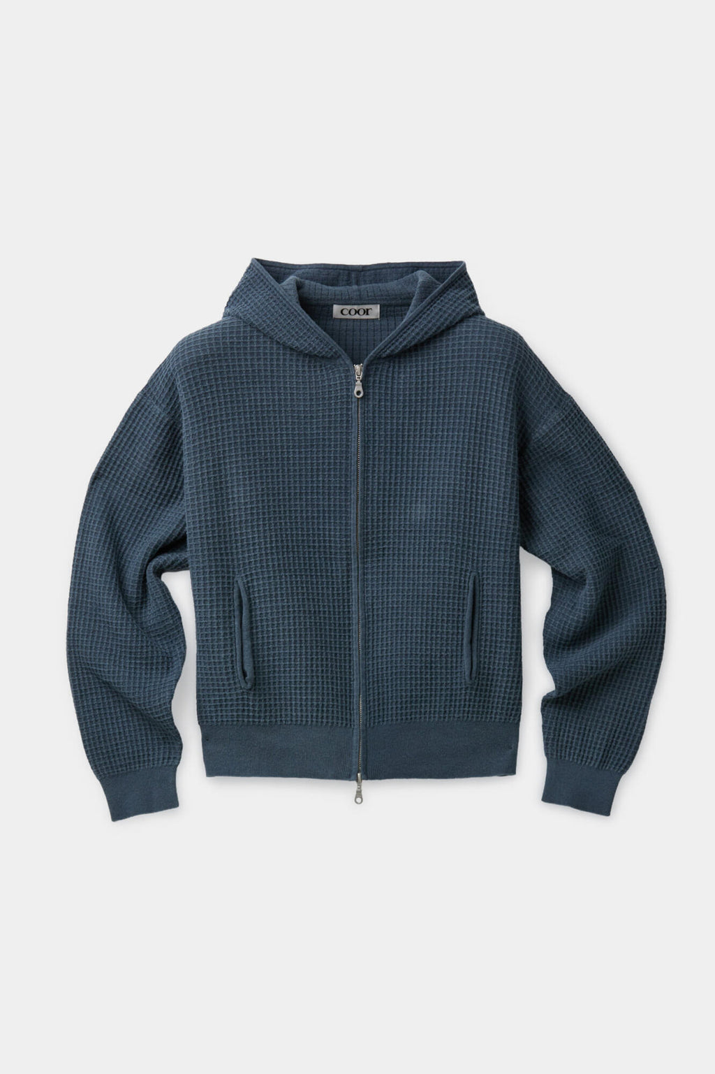 Coor - Waffle Cotton Color Dyed Hoodie Zip-Up (Washed Navy) product image 1 | TRAB K-Fashion Australia