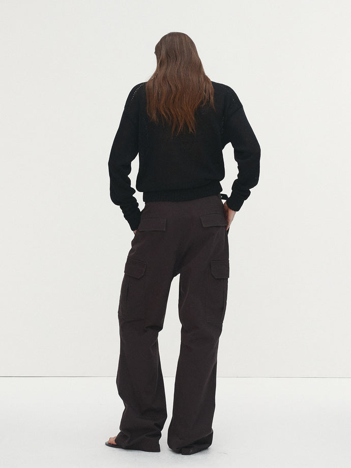 Tonywack - Washed Cotton Loose Flared Cargo Pants (Ebony) product image 4 | TRAB K-Fashion Australia