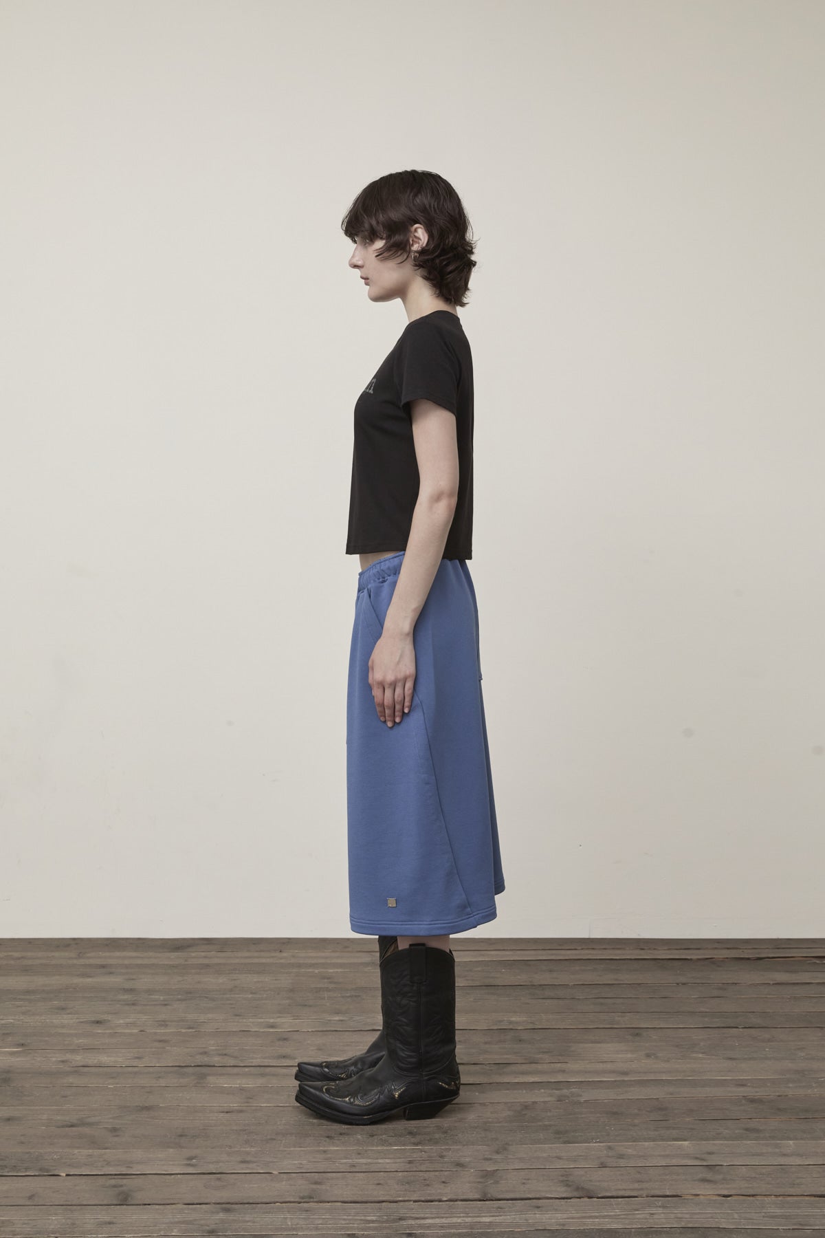 Matin Kim - Stamp Logo Graphic Crop Top (Black) product image 7 | TRAB K-Fashion Australia