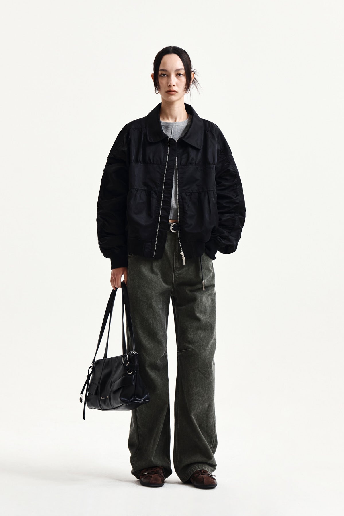 Matin Kim - Small Logo Shirring Jumper (Black) product image 9 | TRAB K-Fashion Australia