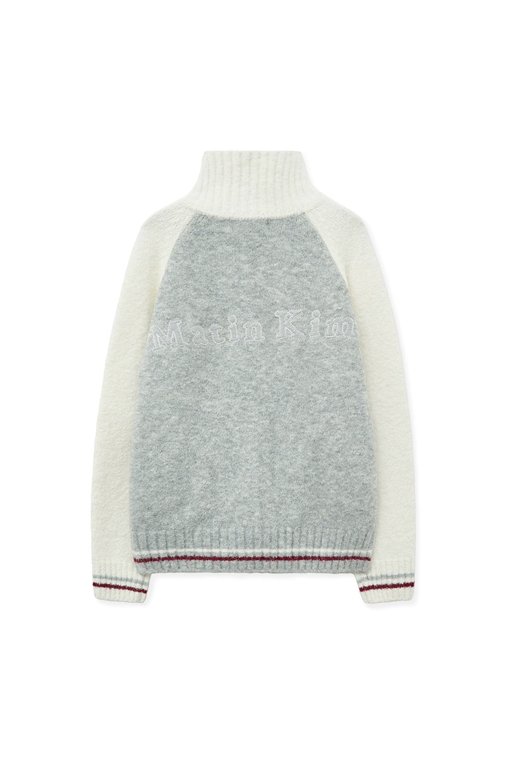 Matin Kim - High Neck Raglan Knit Zip Up (Ivory) product image 2 | TRAB K-Fashion Australia