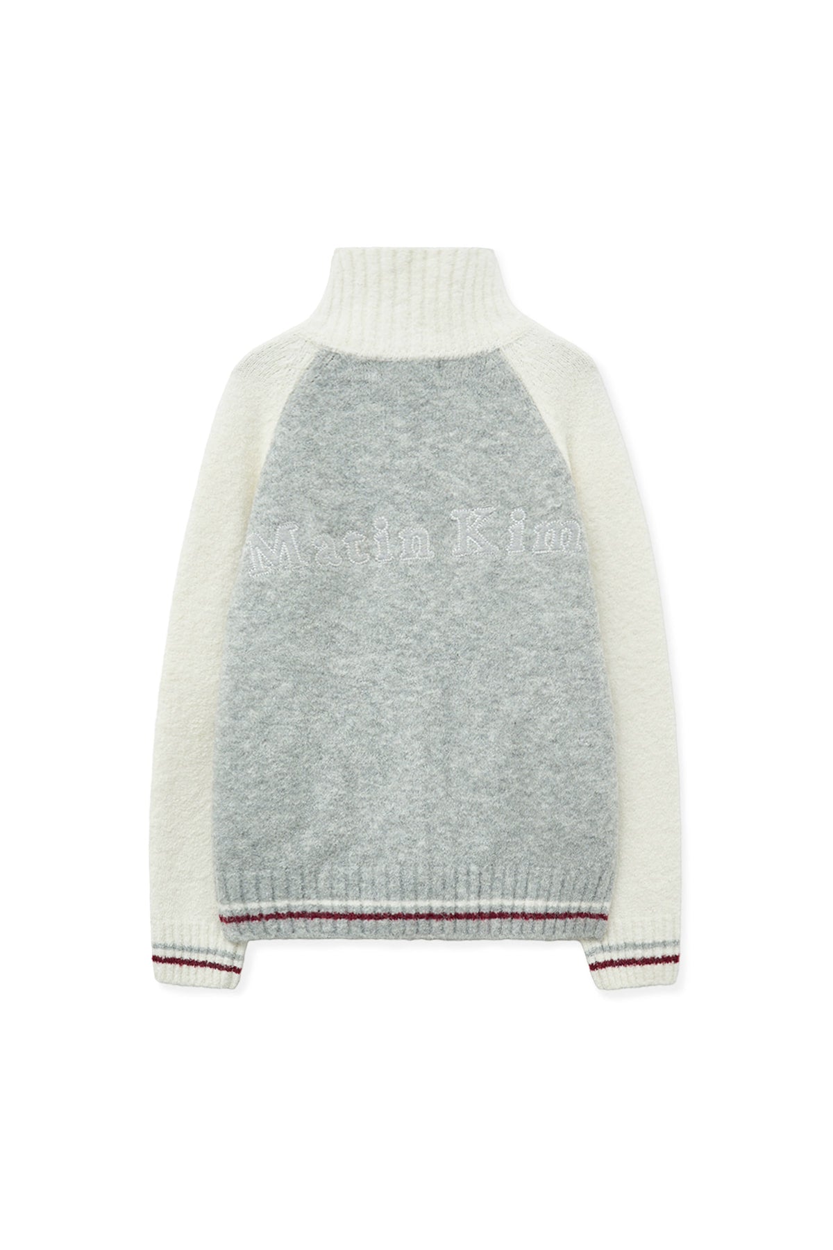 Matin Kim - High Neck Raglan Knit Zip Up (Ivory) product image 2 | TRAB K-Fashion Australia