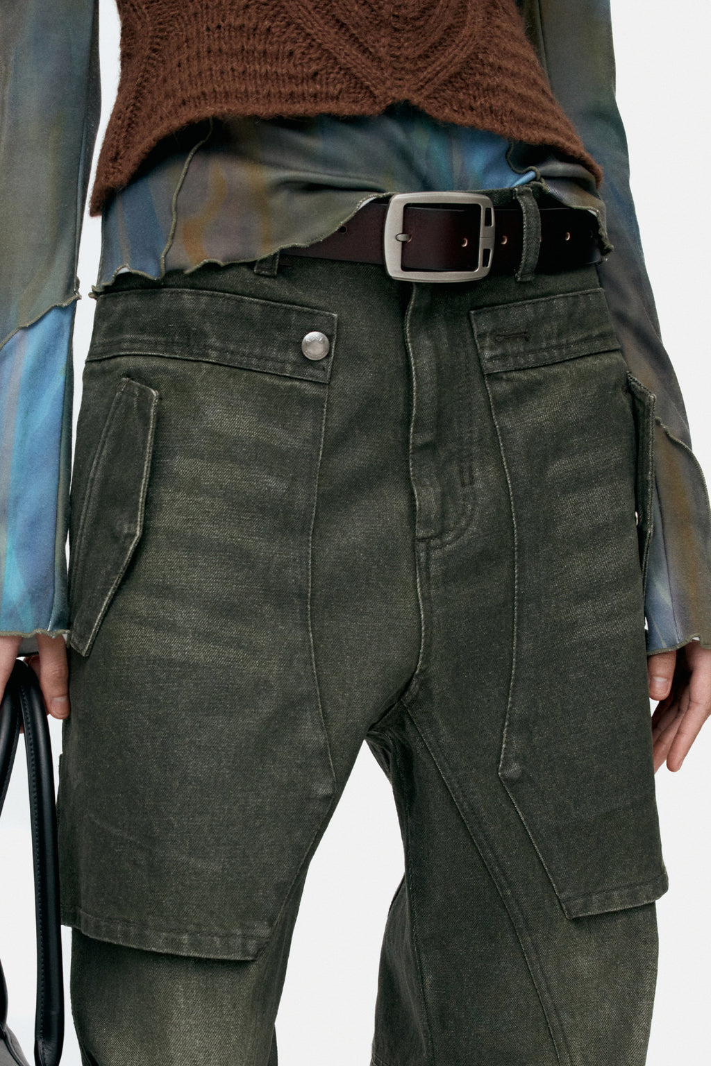 Andersson Bell - Unisex Raptor Layered Wide-Leg Jeans (Washed Green) product image 11 | TRAB K-Fashion Australia