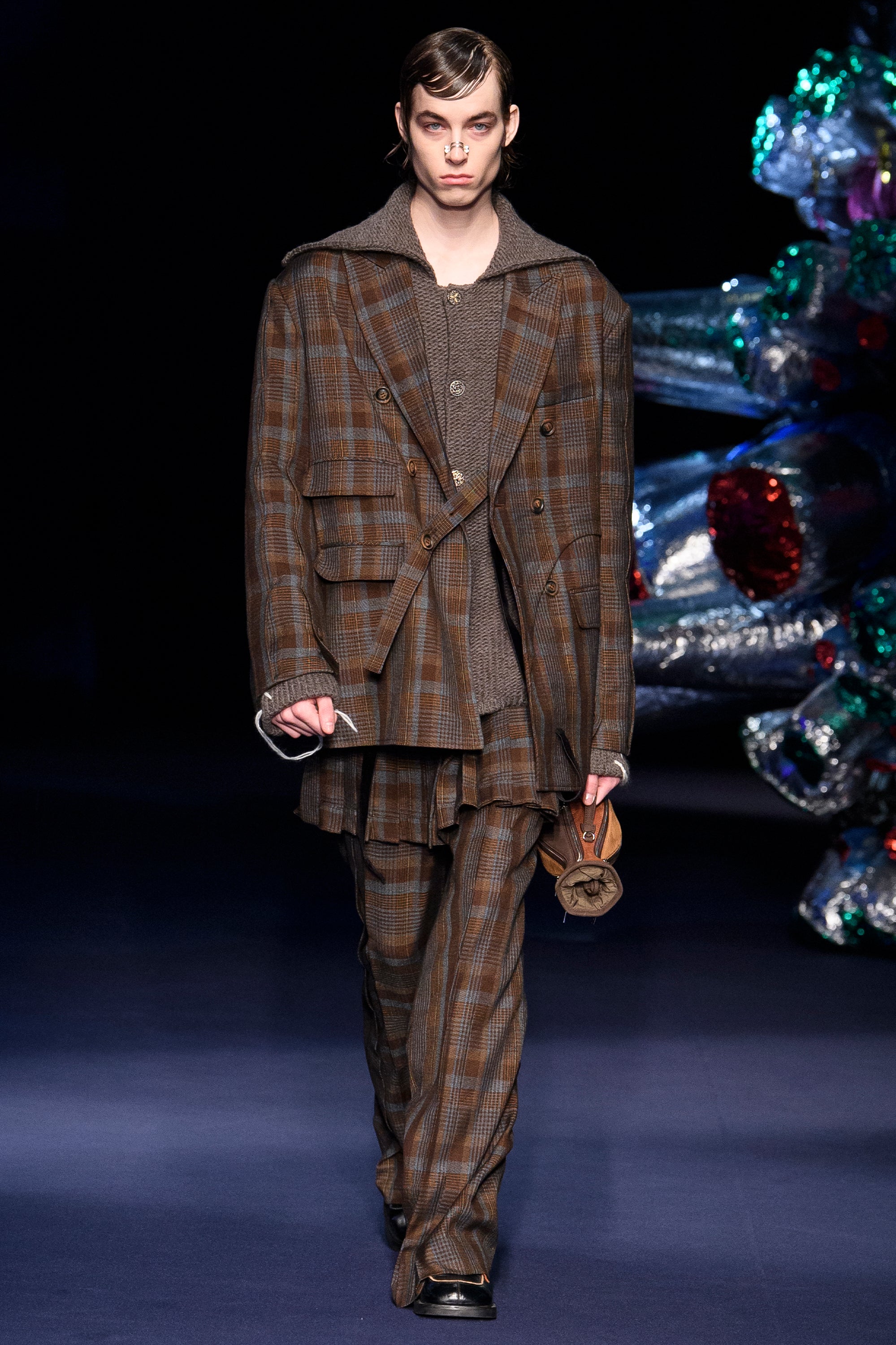 Andersson Bell - Soe Check Wrap Trousers (Brown) product image 4 | TRAB K-Fashion Australia